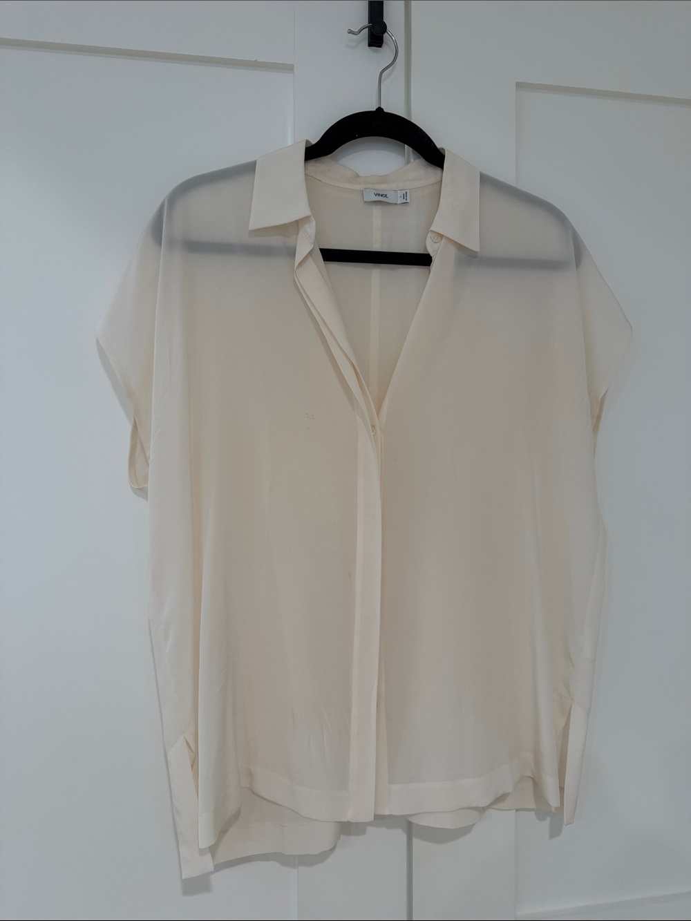 Vince Cream Sheer Button-Front Blouse - Picture 3 of 4